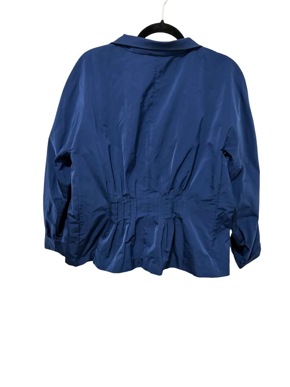 Lafayette 148 NY Navy Blue Zip-Front Jacket, Gold Hardware, Cinched Waist - Picture 2 of 3